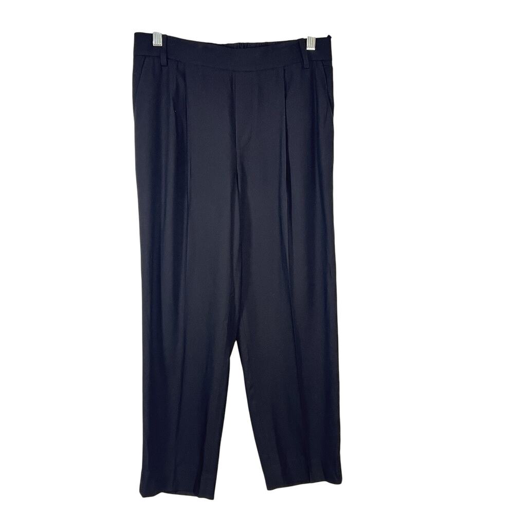 Vince Trouser Pants Women Size M Black High Rise Pleated Straight Leg Minimalist